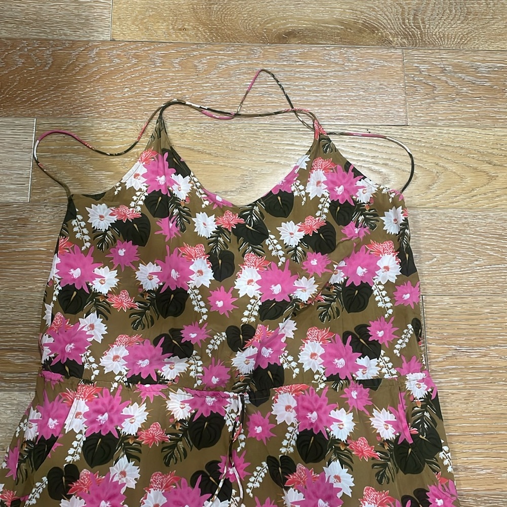 acacia swimwear Olive Floral Jumpsuit with Pink & White Flowers - Picture 2 of 5